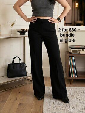 Reitmans Black Wide Leg Pants High Rise Pull On Trousers Work Pants